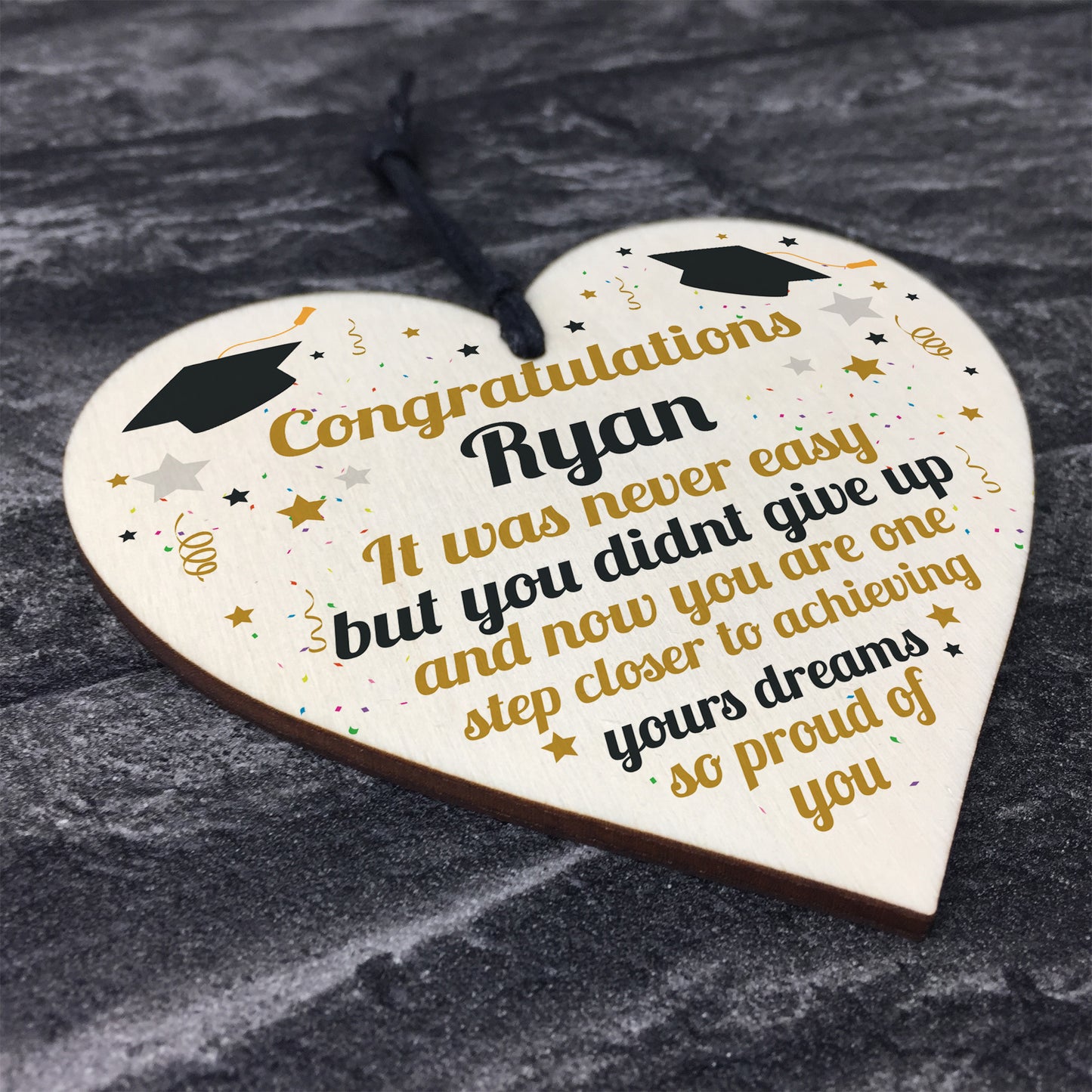PERSONALISED Congratulations Present Graduation Gift Wood Heart