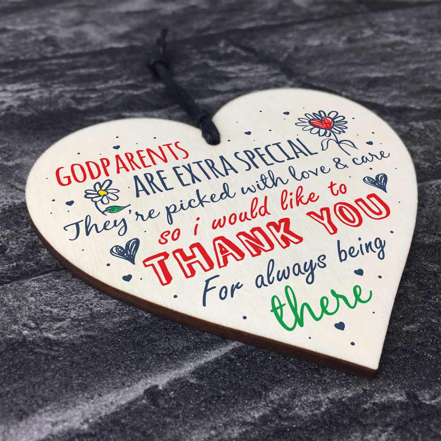 Godparent Godmother Godfather Gift Handmade Wooden Heart Plaque