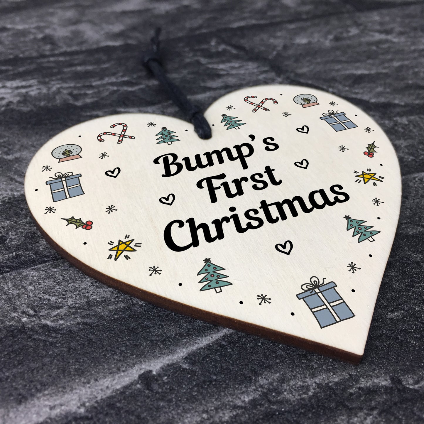 Handmade Bumps First Christmas Wood Heart Babys 1st Christmas