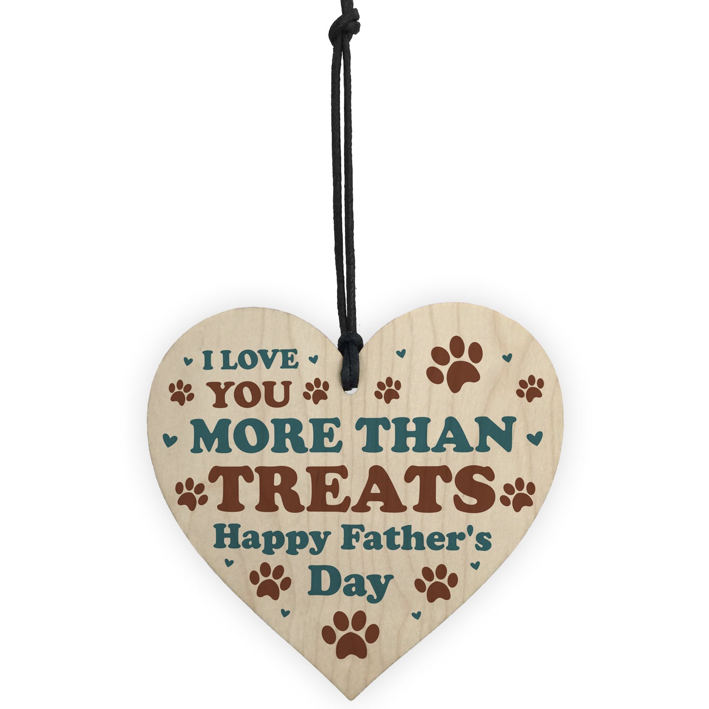 Fathers Day Gift From The Dog Funny Card And Wooden Heart