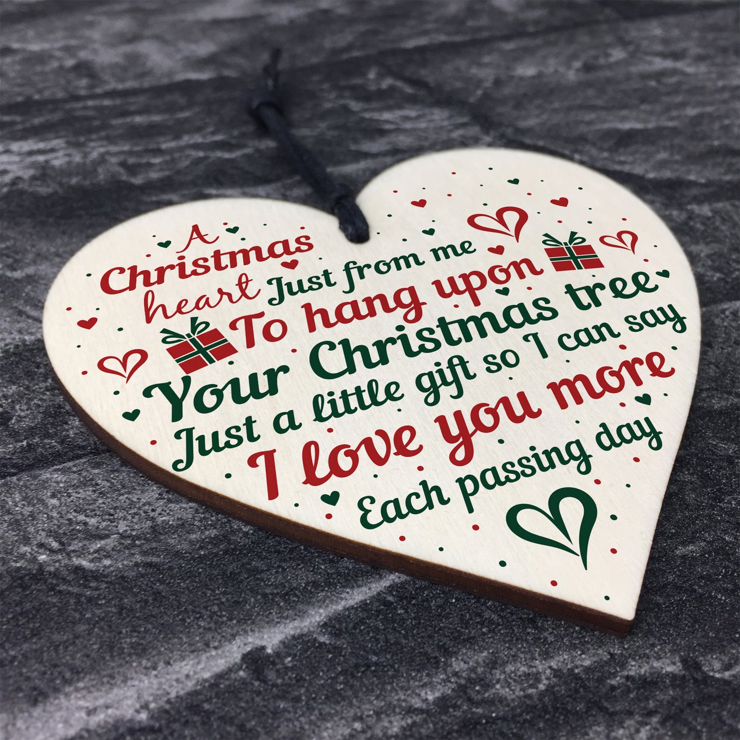 Gift For Mum Dad Nan Wife Christmas Tree Bauble Wood Heart Xmas