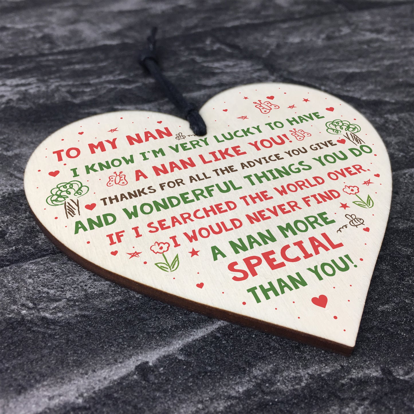 Nan Nanny Birthday Christmas Gifts Wooden Heart Special Plaque