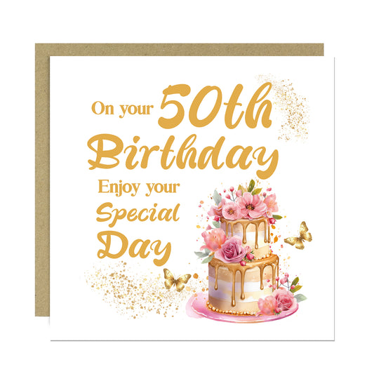 50th Birthday Greeting Card Milestone Age 50 Card For Female