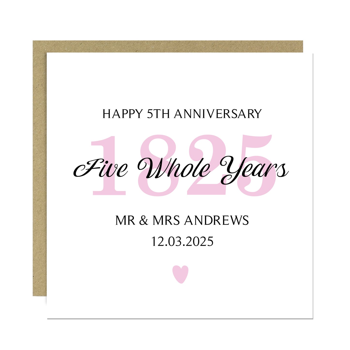 Personalised 5th Wedding Anniversary Card For Husband Wife