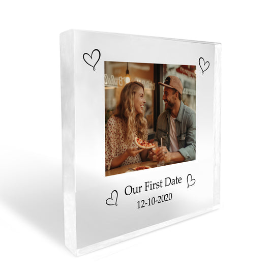 Special Gift For Couple First Date Personalised Photo Block