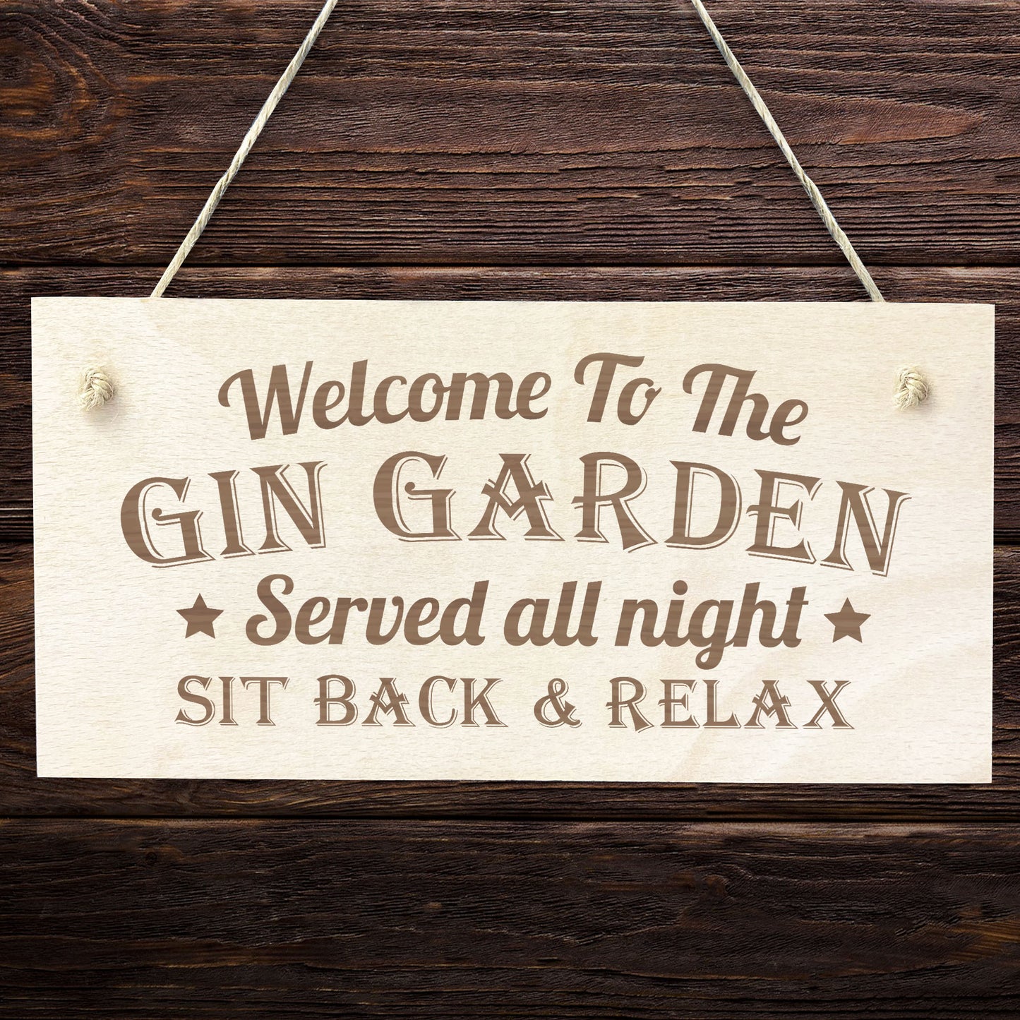 GIN GARDEN SIGN Engraved Hanging Wall Sign Home Bar Sign