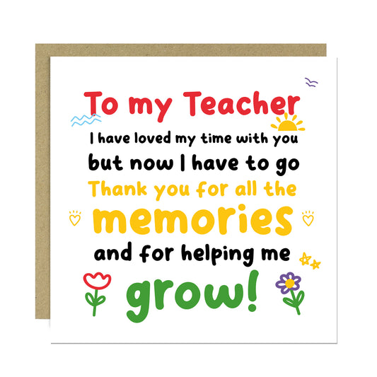 Teacher Appreciation Card For Teacher Thank You Teacher Cards
