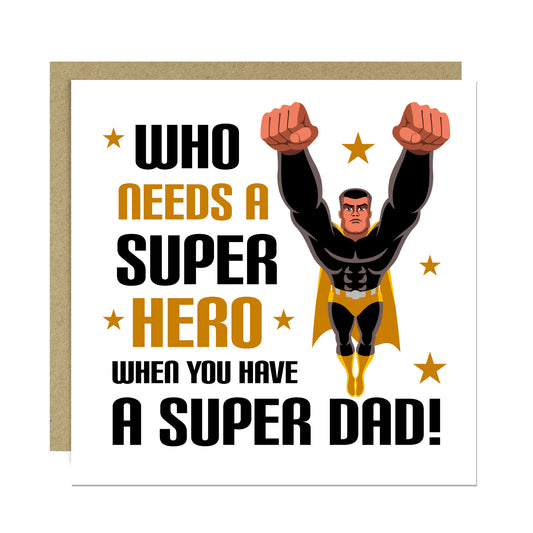 Superhero Dad Card For Fathers Day Birthday Novelty 145x145mm