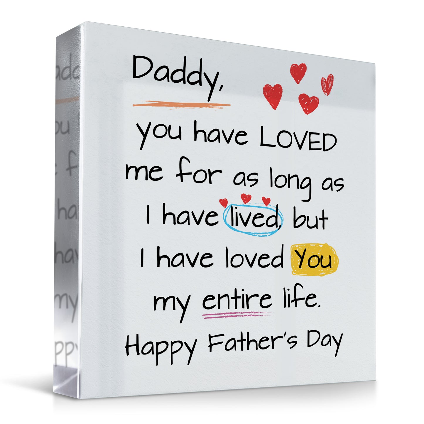 Gift For Daddy For Fathers Day Clear Block THANK YOU GIFTS