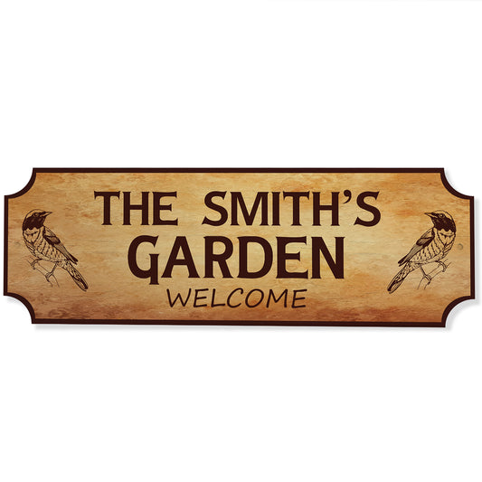 Personalised Garden Sign Welcome Rustic Plaque Outside Garden De