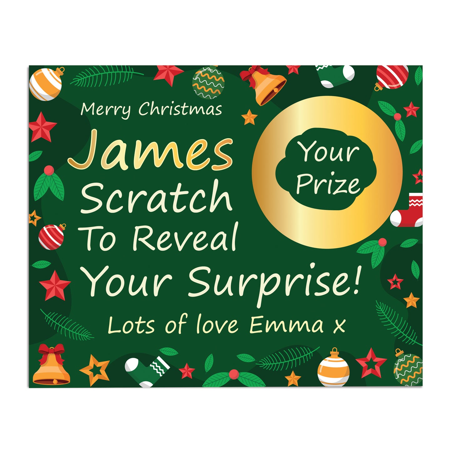 Personalised Merry Christmas Scratch Reveal Card Custom Gift