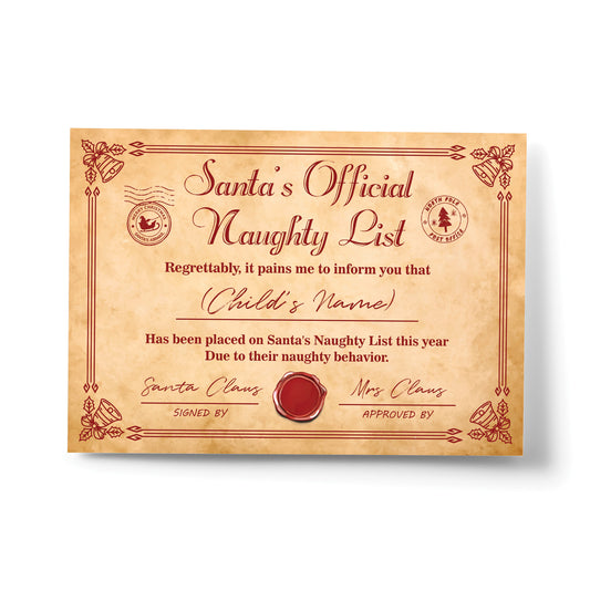 Santas Naughty List Prank Gift Children Personalised Joke Letter