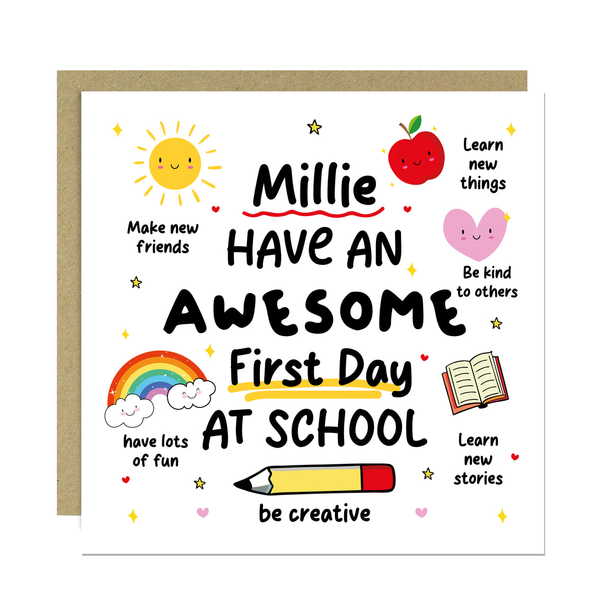 Personalised 1st Day Of School Card For Daughter Son