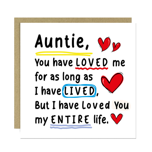 Birthday Card For Auntie With Kraft Envelope Thank You Card
