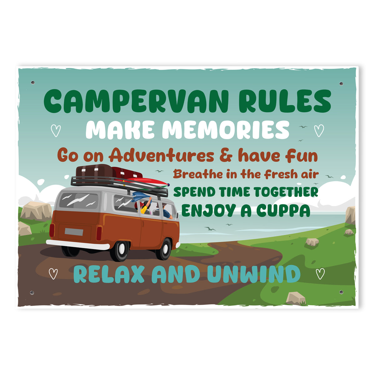 Novelty CAMPERVAN RULES SIGN Wall Door Plaque Novelty Campervan