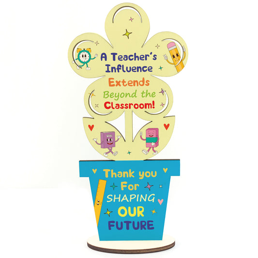 Teacher Gifts Thank You Gifts for Women Men Wooden Flower Plaque