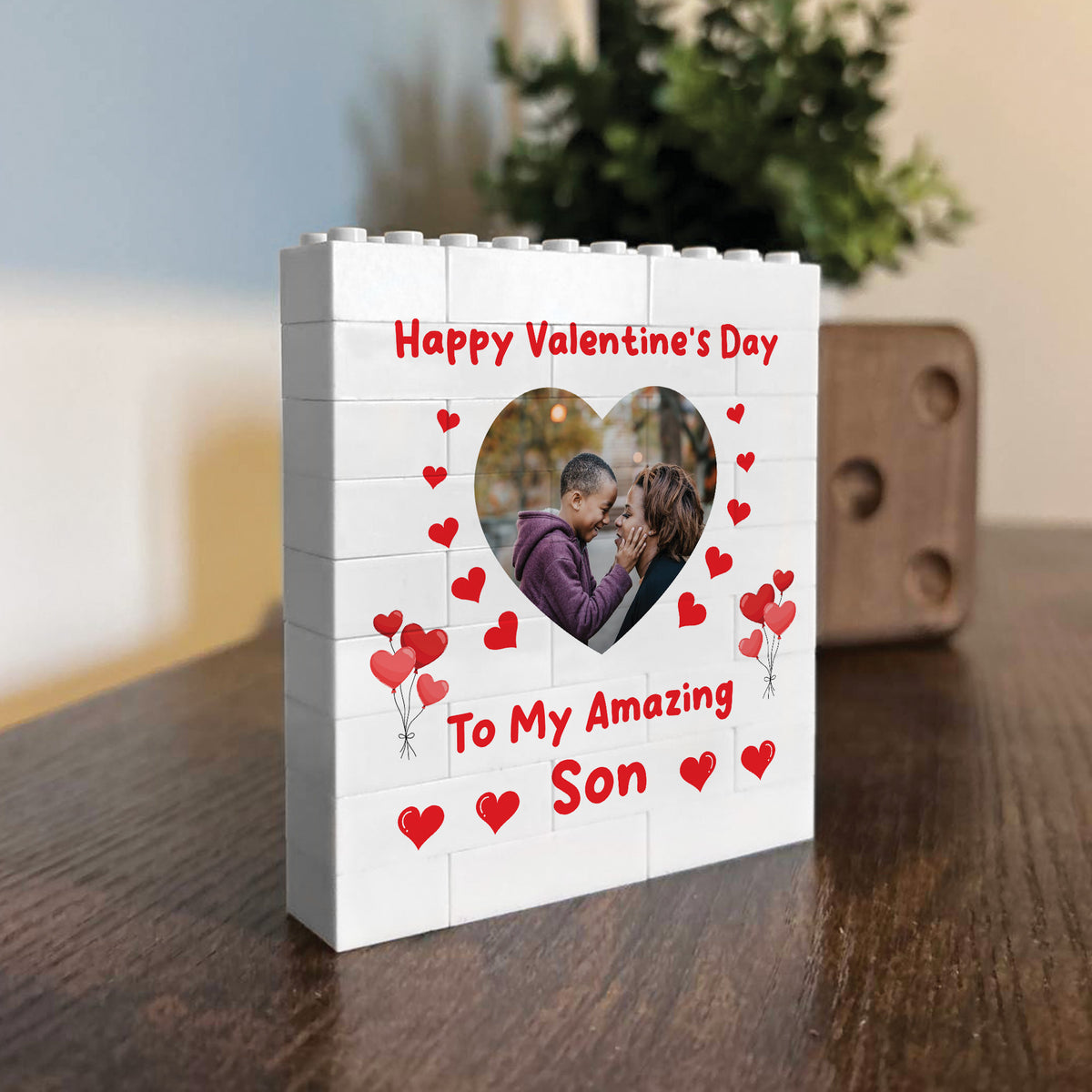 Valentines Gift For Son Personalised Brick Plaque Photo Block