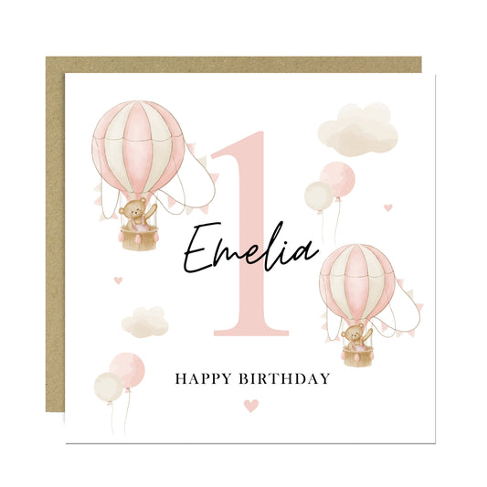 Personalised 1st Birthday Card Baby Girl First Birthday Card