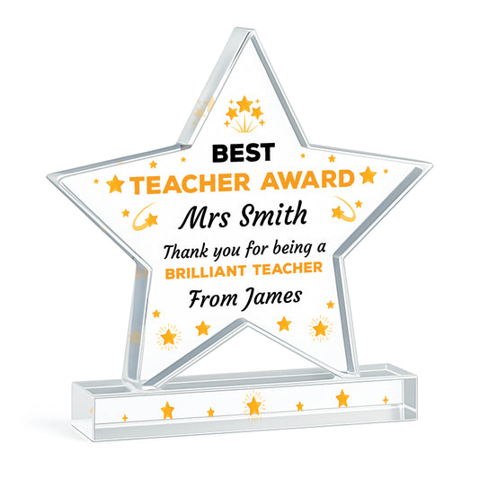 PERSONALISED Thank You Gift For Teacher BEST TEACHER AWARD
