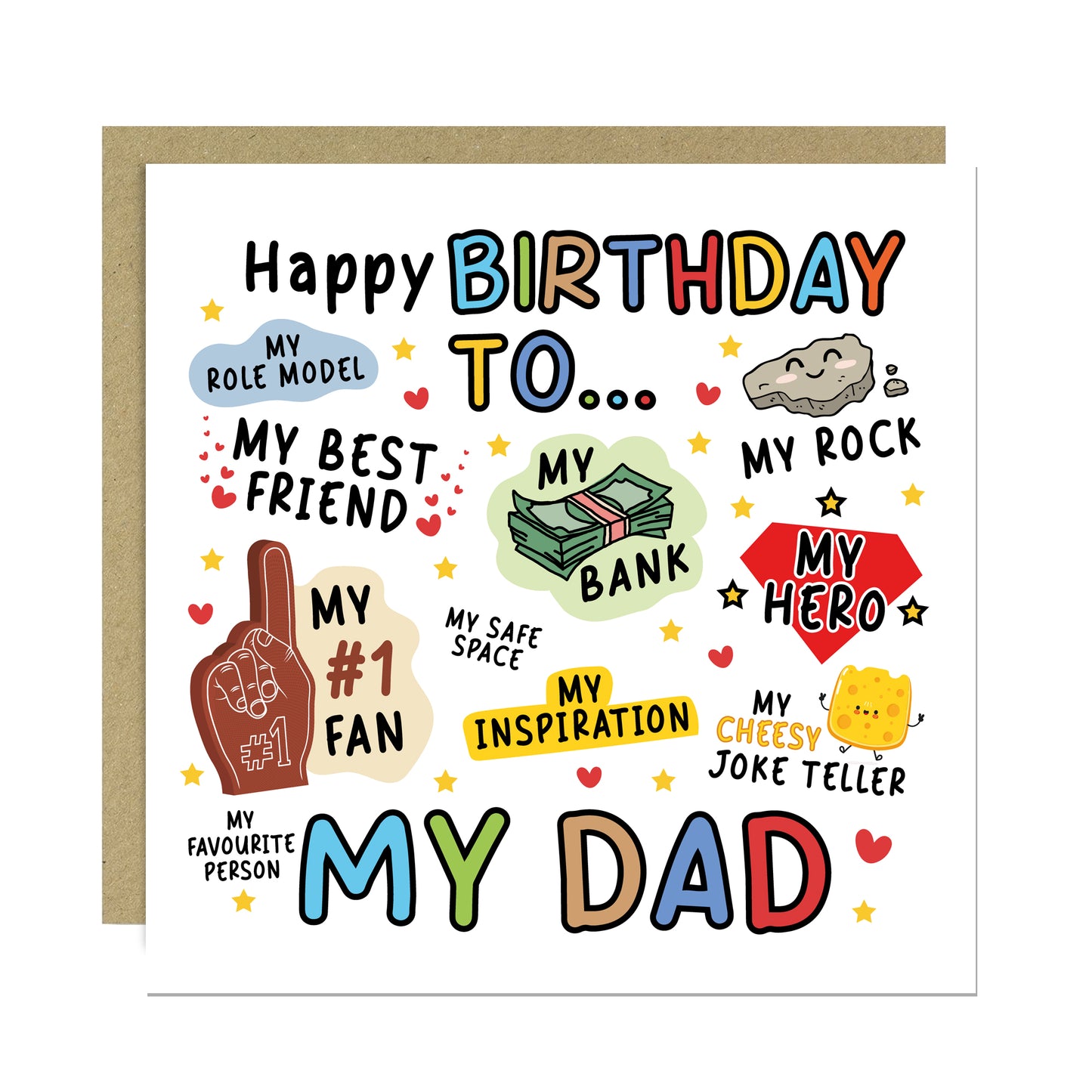 Novelty Happy Birthday Card For Dad My Rock My Hero Card