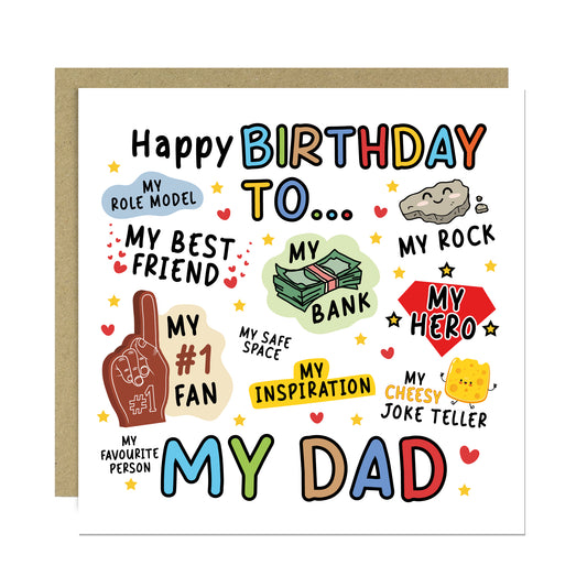 Novelty Happy Birthday Card For Dad My Rock My Hero Card