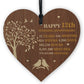 11th Wedding Anniversary Wooden Heart Plaque Dark Wife Husband