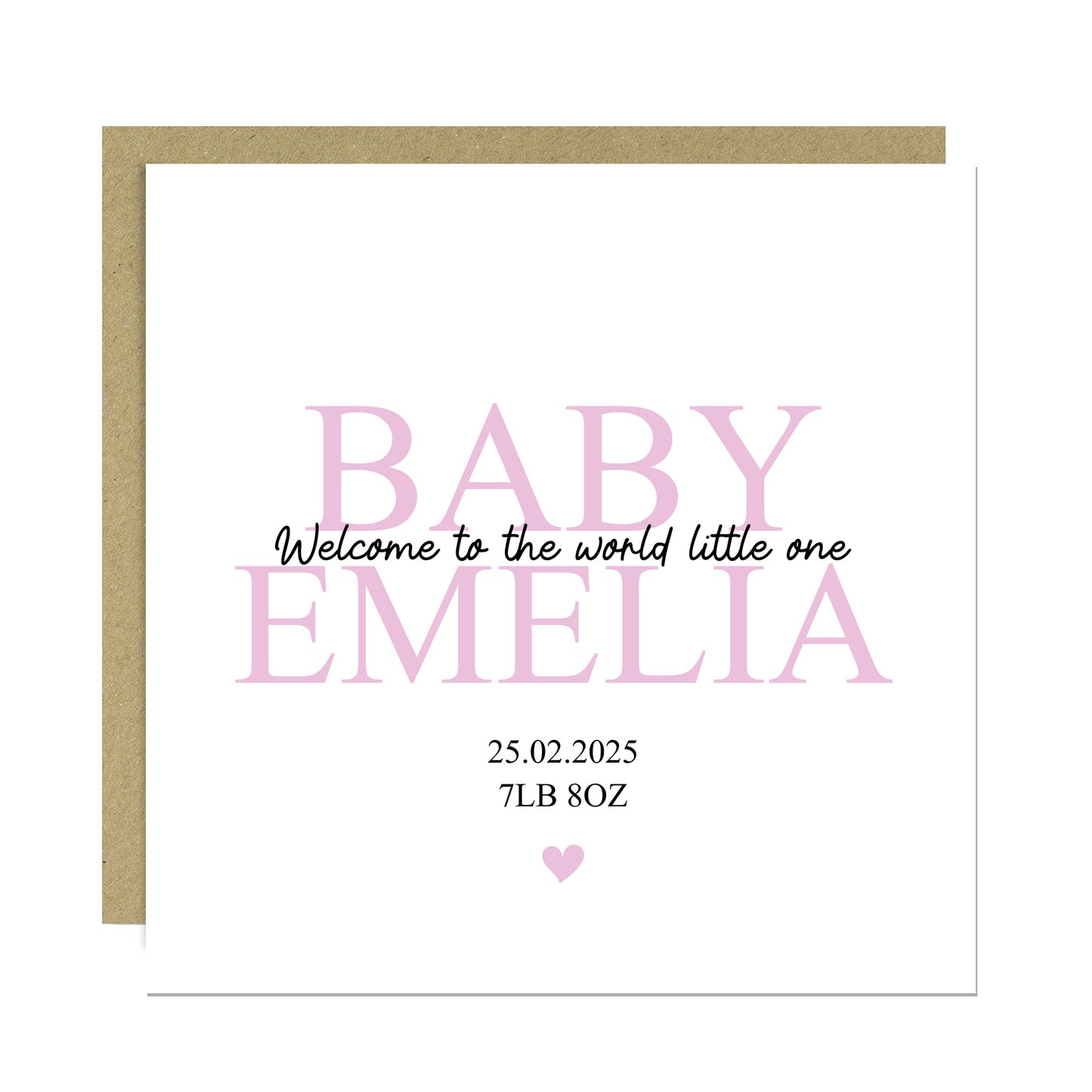 Welcome To The World Baby Girl Card Personalised Newborn Baby