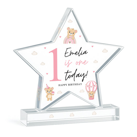 Personalised 1st Birthday Gift For Baby Girl ONE TODAY Star
