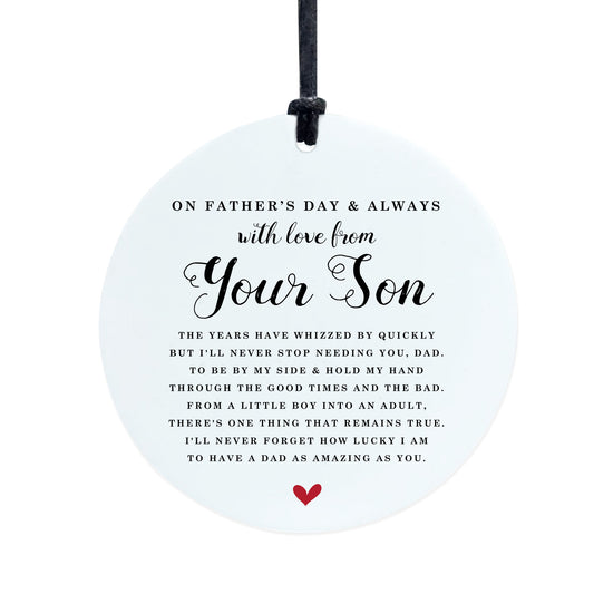 Fathers Day Gift From Your Son Hanging Plaque For Dad Sign