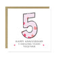 5th Wedding Anniversary Card With Envelope 5th Anniversary Cards