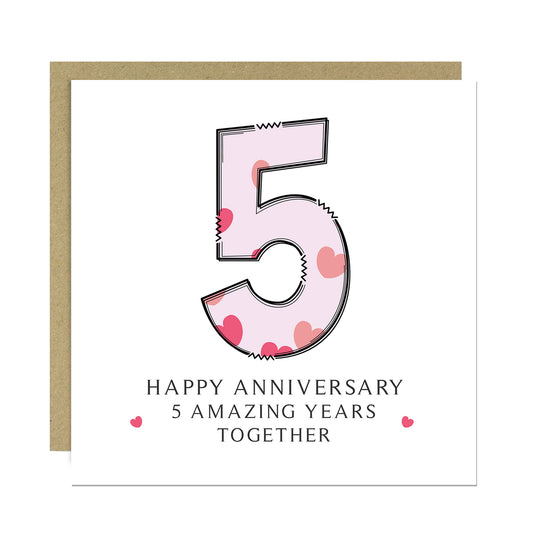 5th Wedding Anniversary Card With Envelope 5th Anniversary Cards