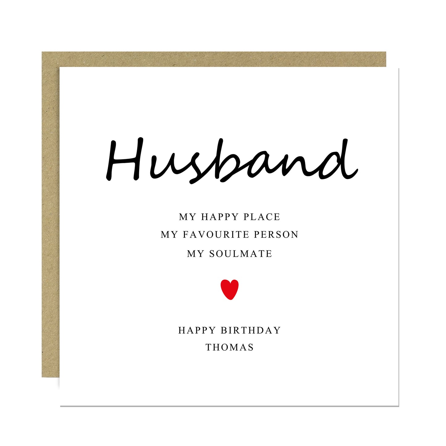 Personalised Happy Birthday Card For Husband With Kraft Envelope