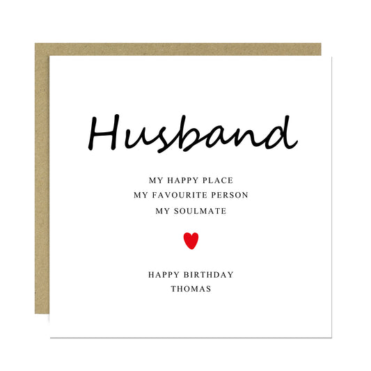 Personalised Happy Birthday Card For Husband With Kraft Envelope