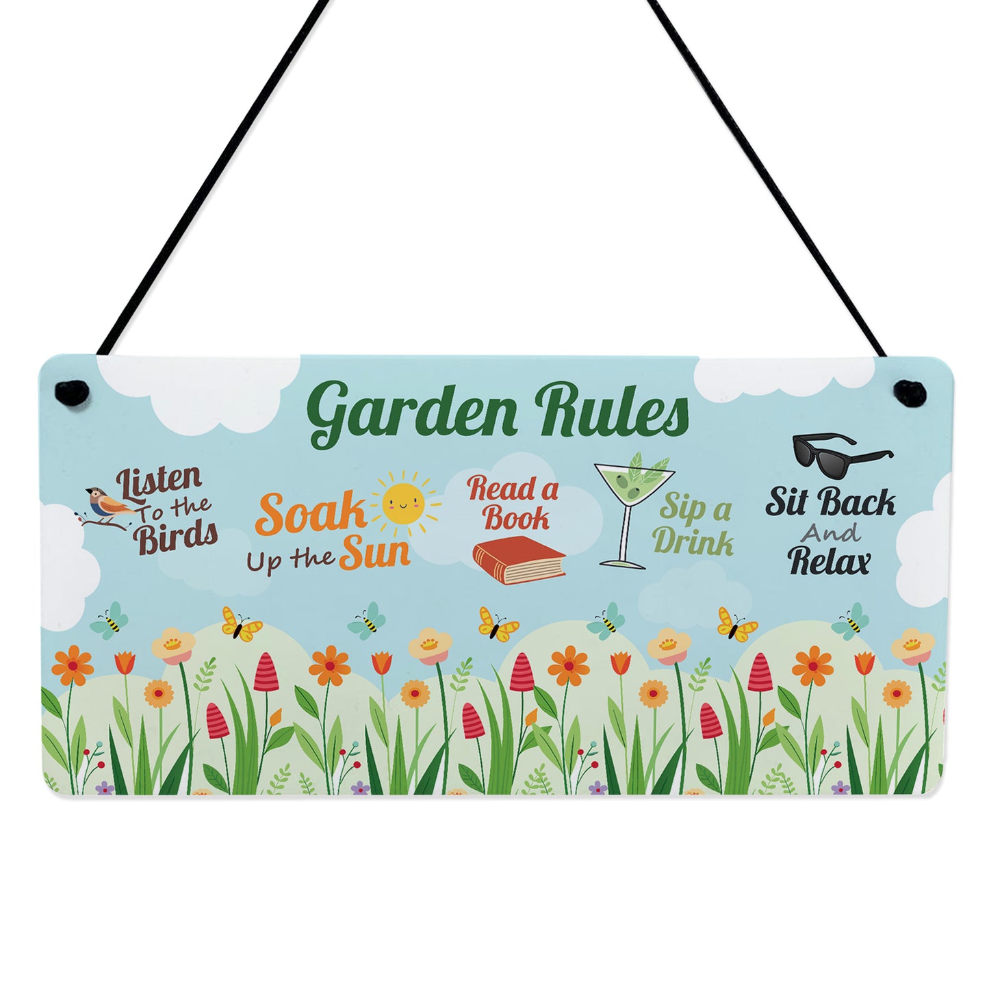 Garden Sign For Outside Hanging Plaque Novelty Garden Rules Sign