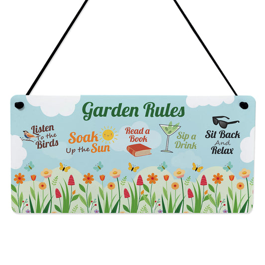 Garden Sign For Outside Hanging Plaque Novelty Garden Rules Sign