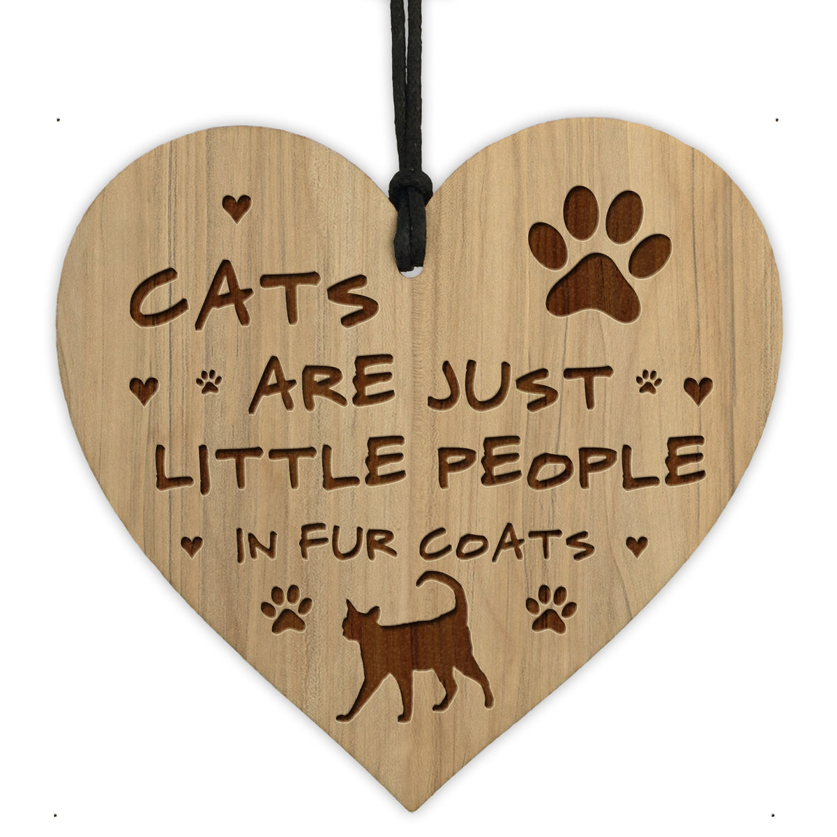 Funny Cat Gift For Cat Lovers Hanging Wood Heart Home Decor