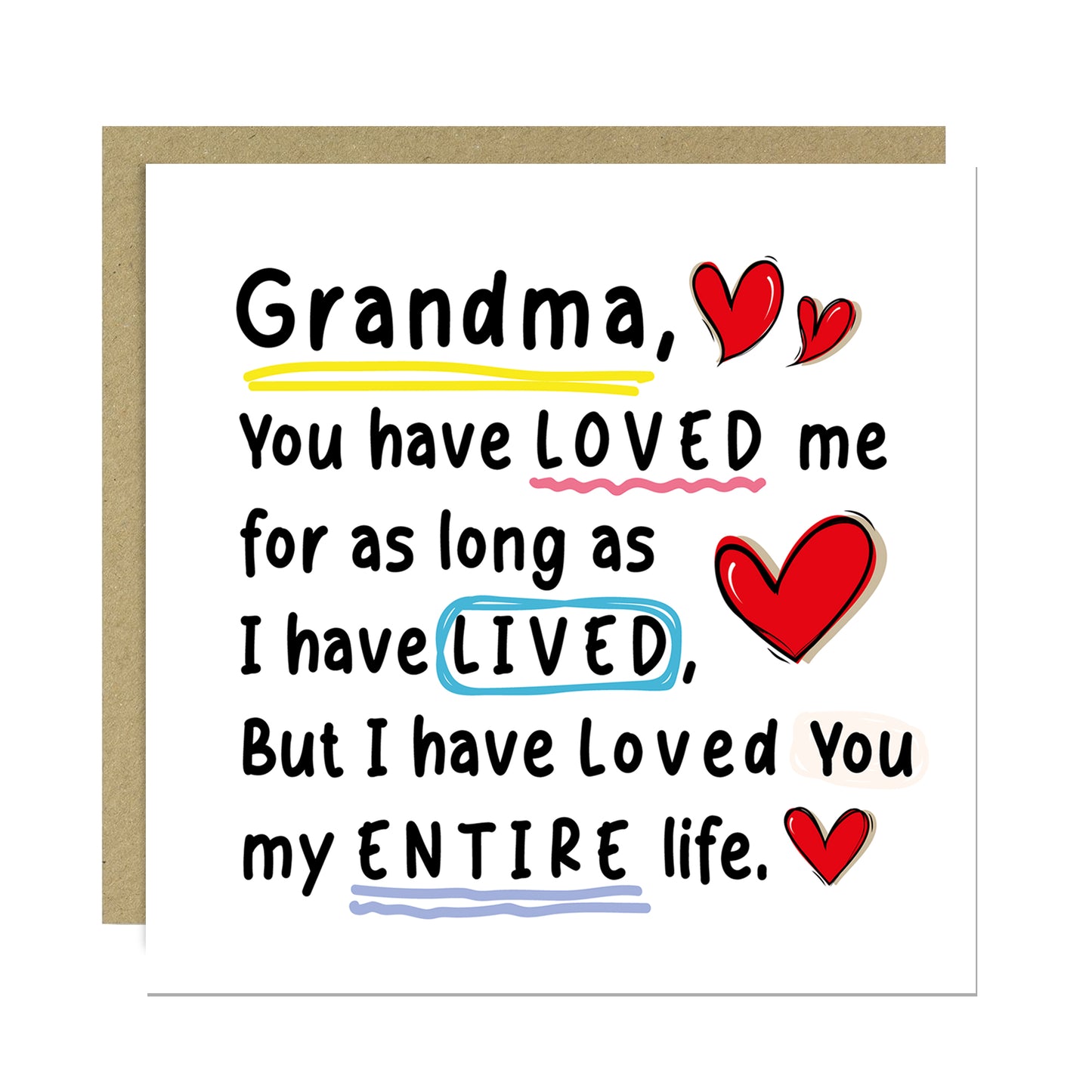Card For Grandma Birthday Mothers Day With Envelope Thank You
