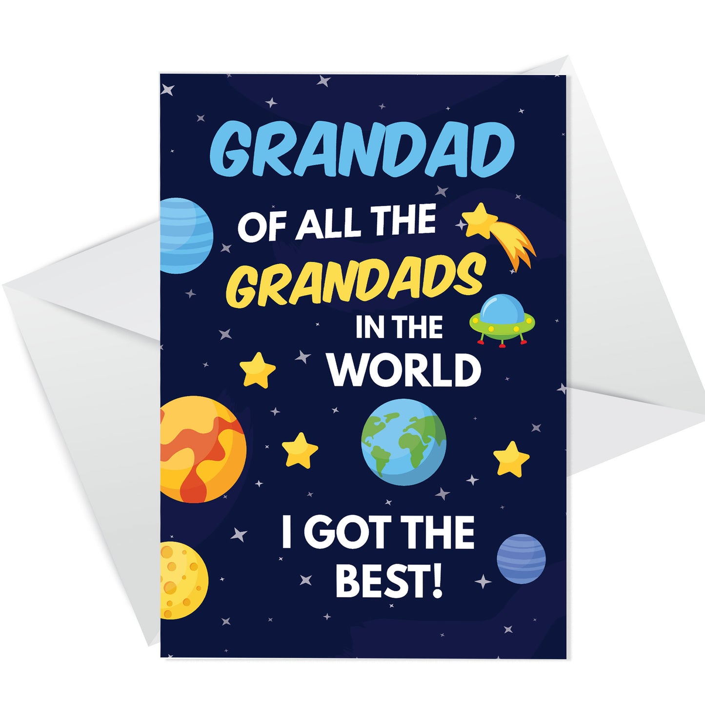 Fathers Day Card Space Theme Card Best Grandad In The World Card