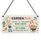 Garden Sign For Outside Hanging Robin Garden Rules Sign