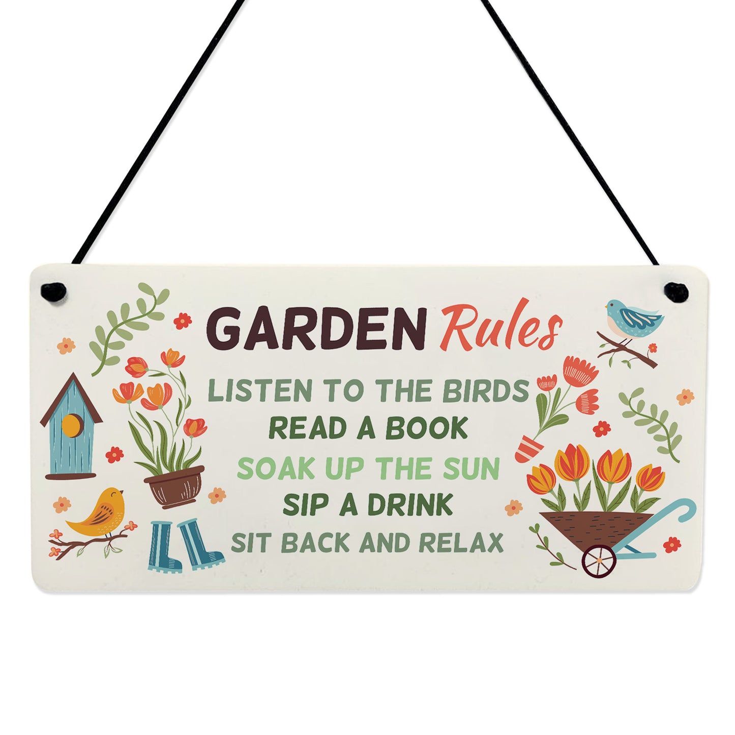 Garden Sign For Outside Hanging Robin Garden Rules Sign