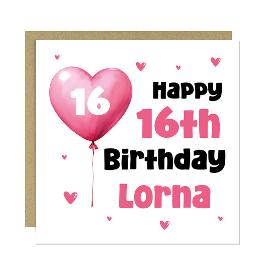 16th Birthday Card For Girls Personalised 16th Birthday Card