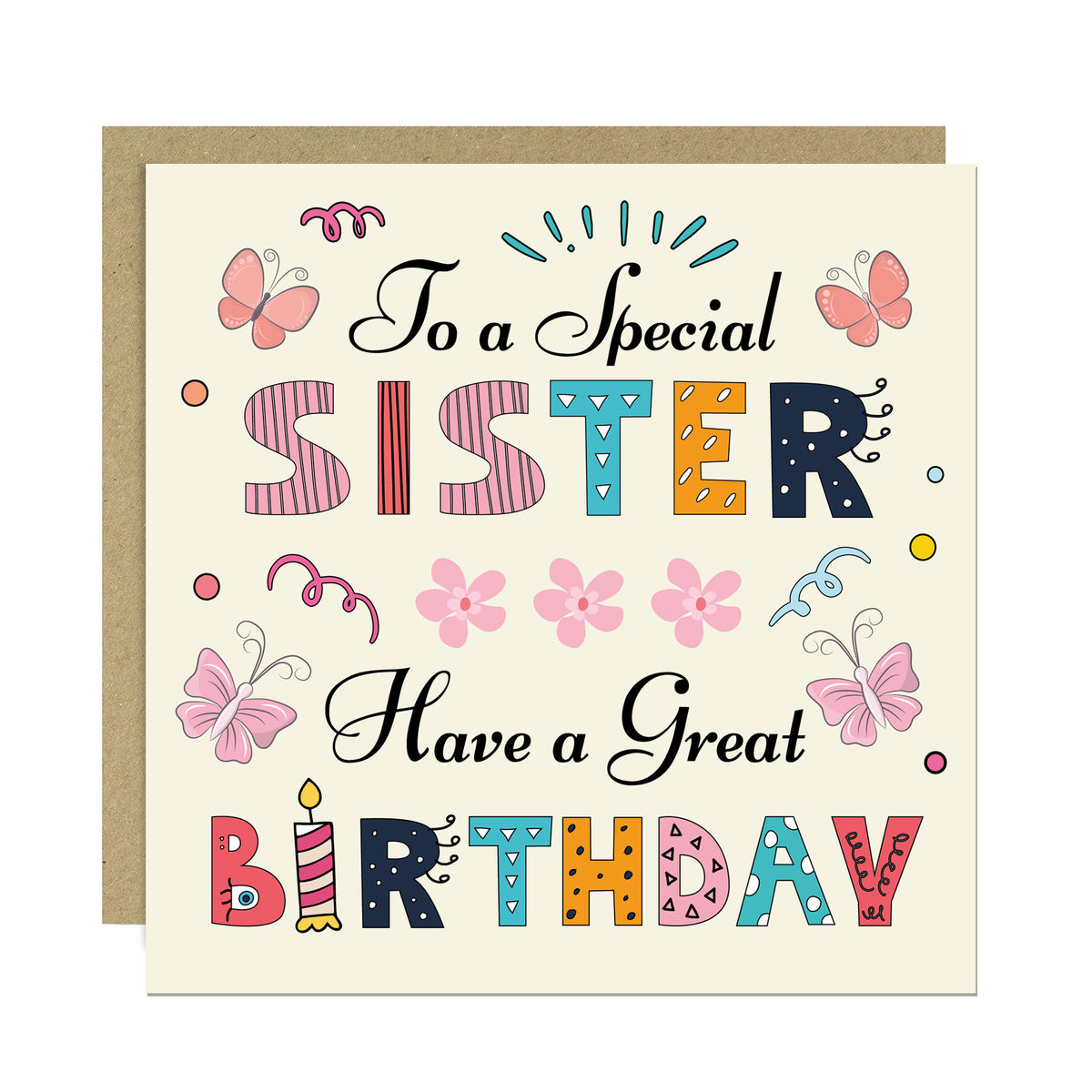 Sister Birthday Card Happy Birthday Card For Sister Card For Her