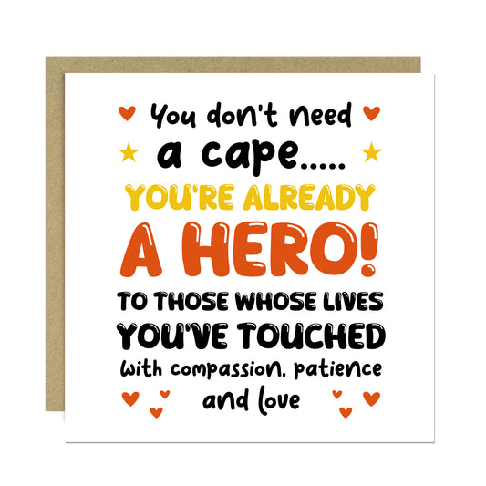 Thank You Card For HERO Thank You Card For Teacher Volunteer