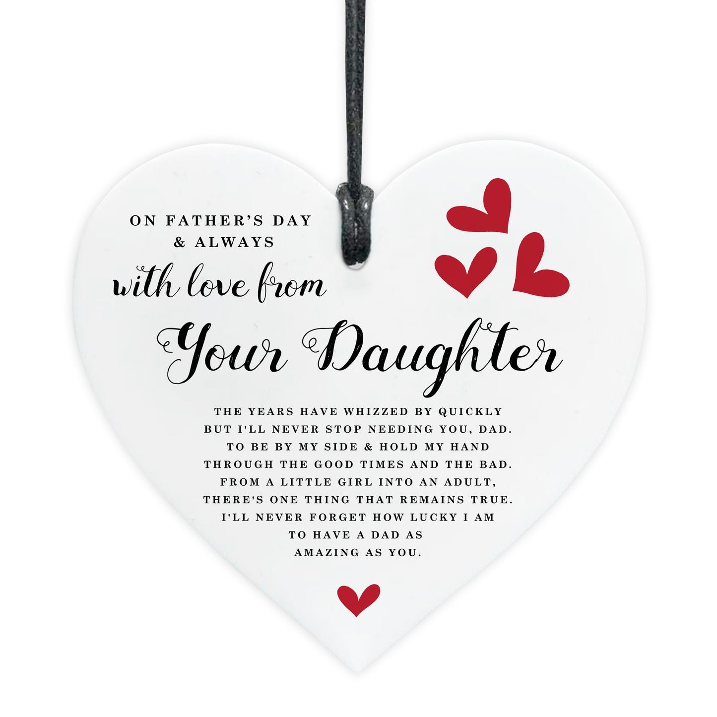 Fathers Day Gift From Daughter White Hanging Heart Gift For Dad
