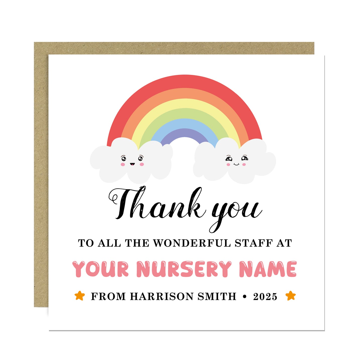 Personalised Thank You To The Wonderful Staff Card Nursery