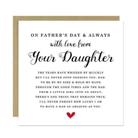Fathers Day Card From Daughter Happy Fathers Day 145x145mm Card