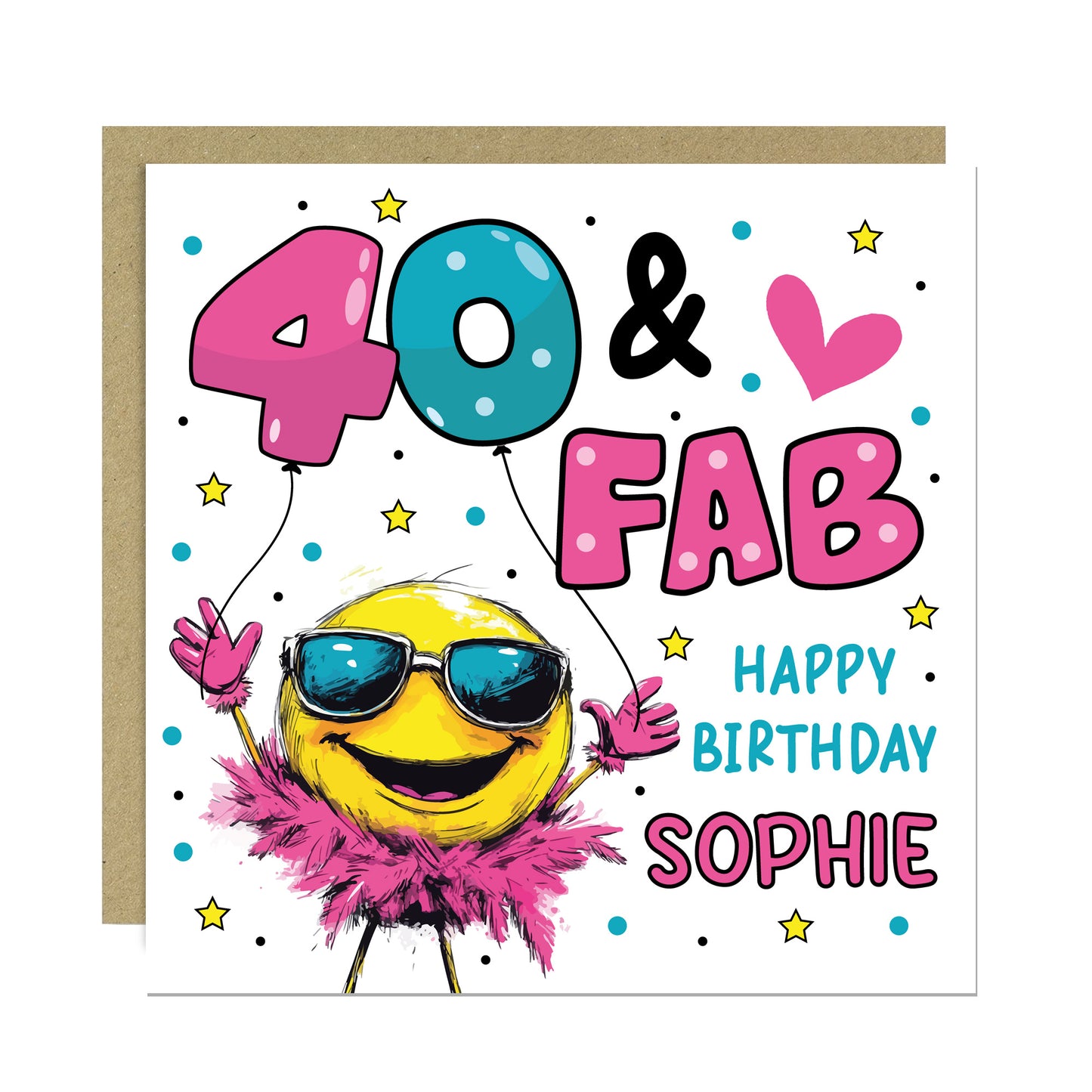 Personalised 40th Birthday Card For Women 40 And Fab For Mum