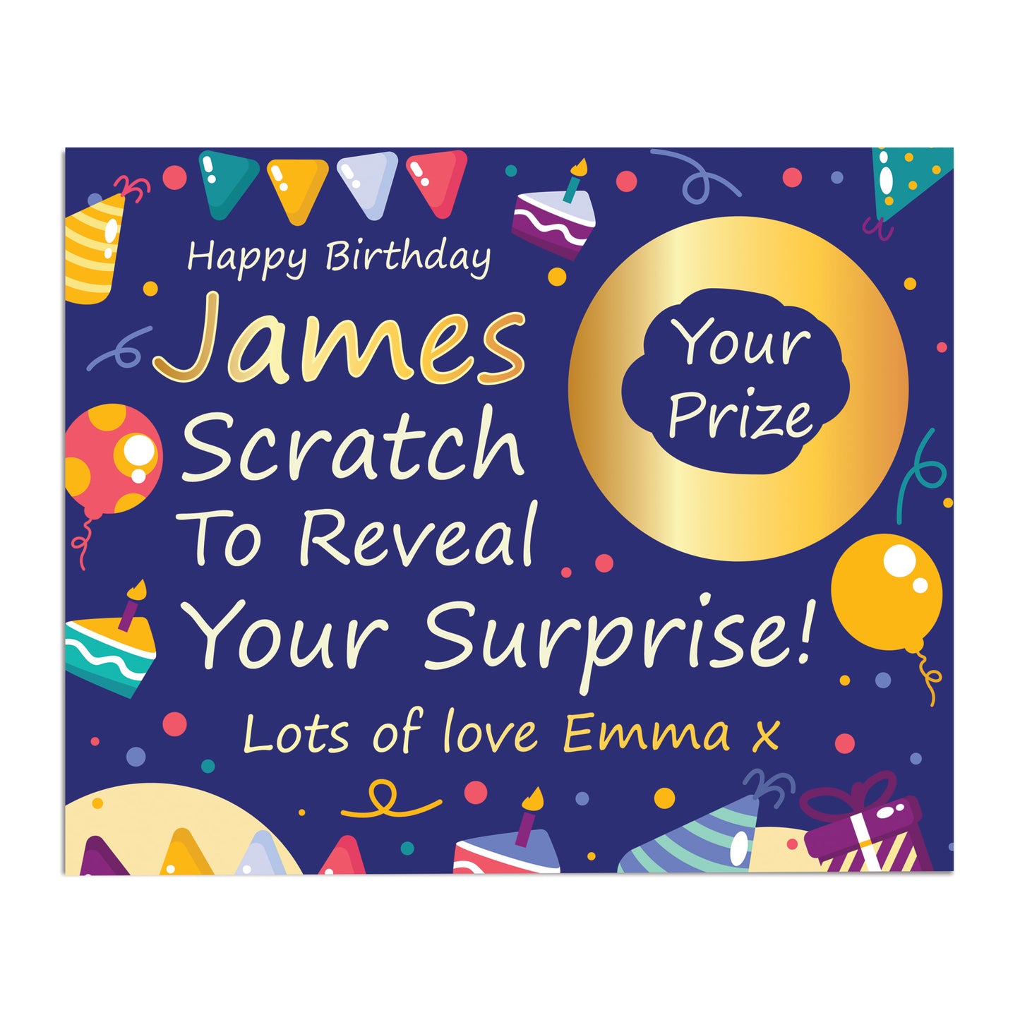 Personalised Birthday Surprise Reveal Scratch Off Card Prize