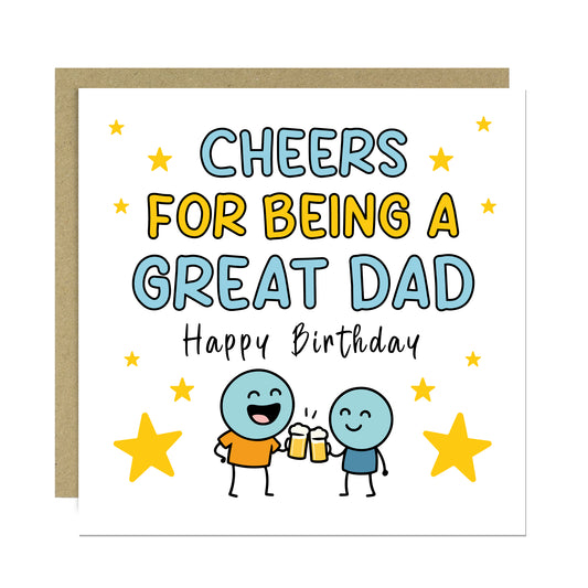 Happy Birthday Card For Dad With Kraft Envelope Included