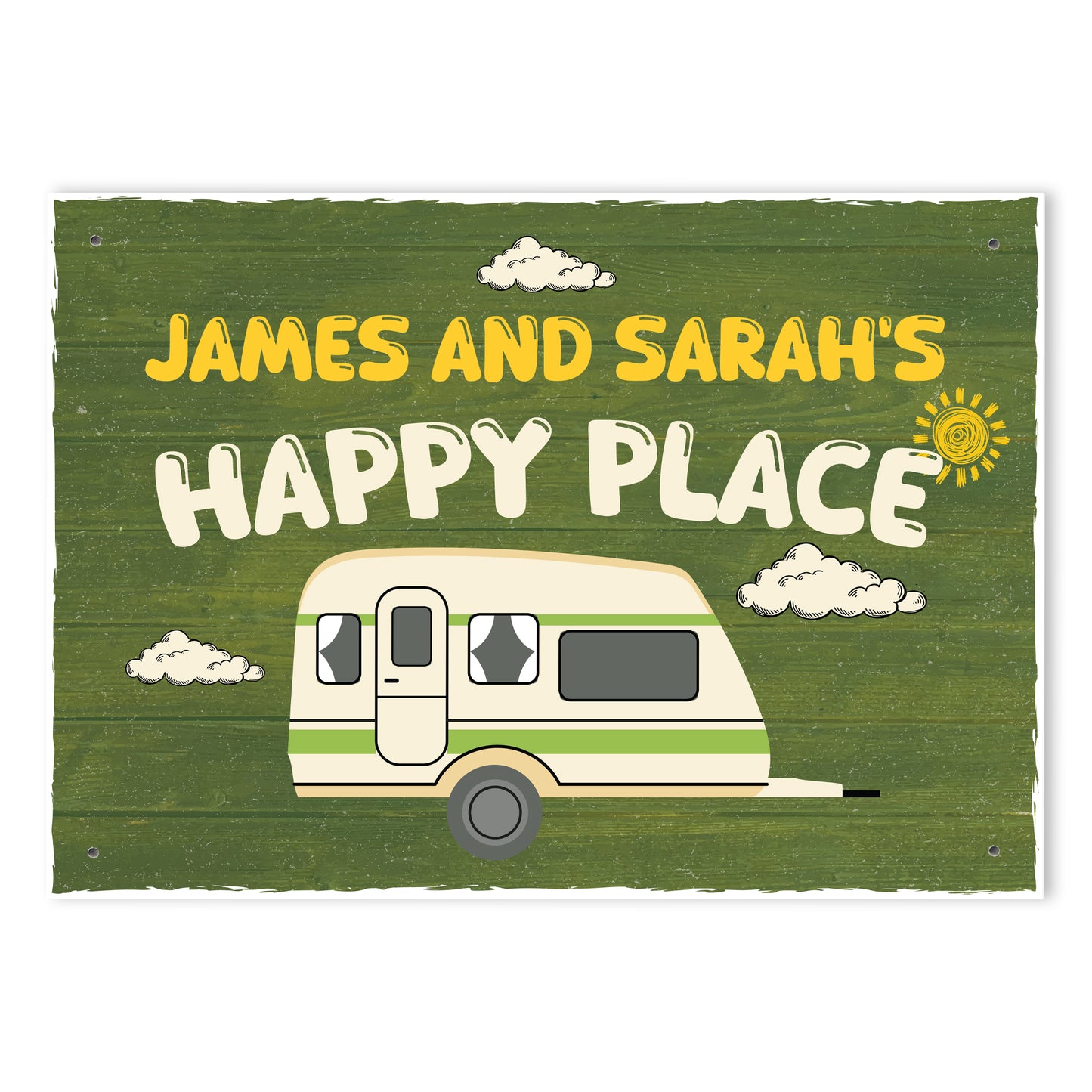 Novelty Gift For Caravan Personalised Caravan Sign Happy Place